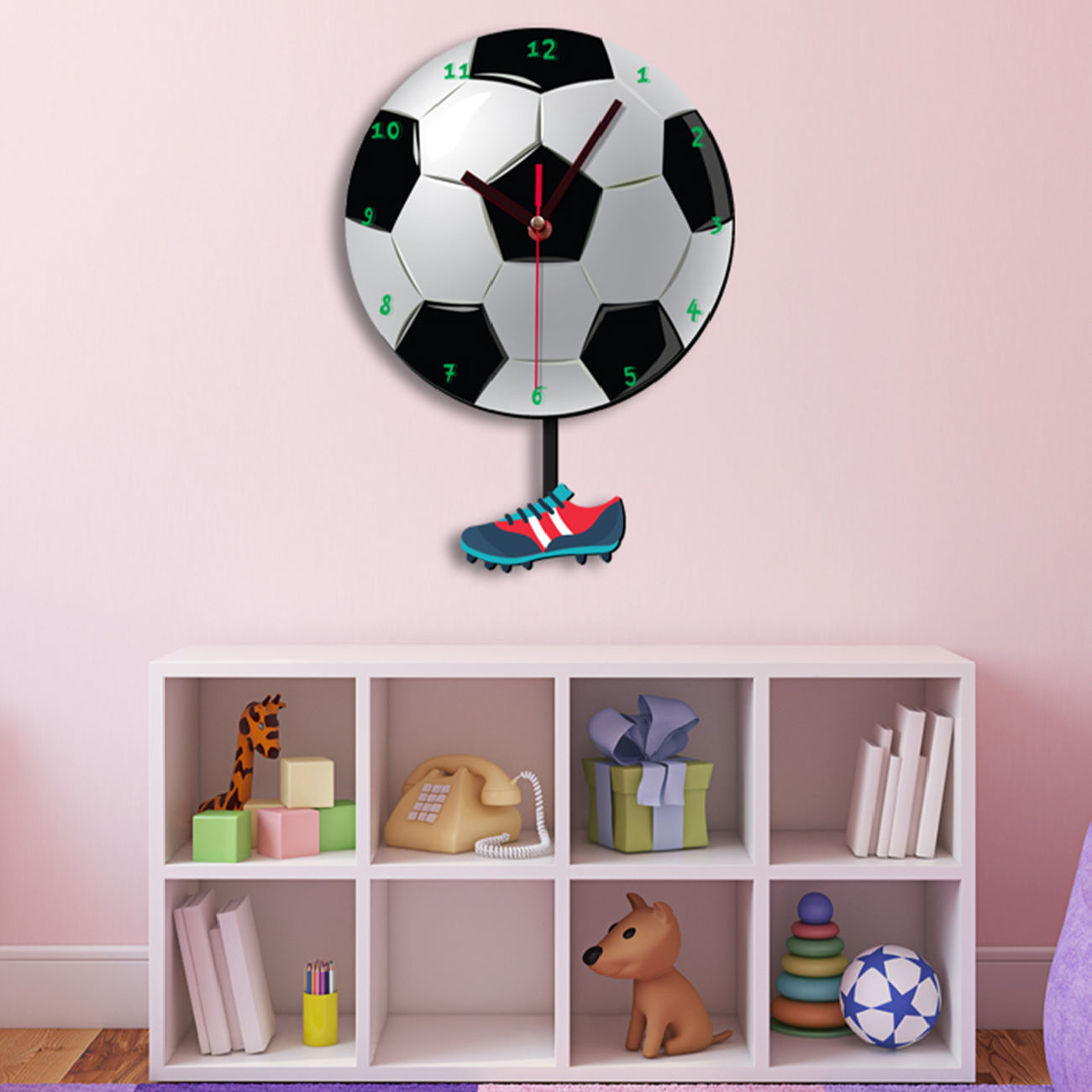 Wooden Wall Clock for Children’s Room Model Football