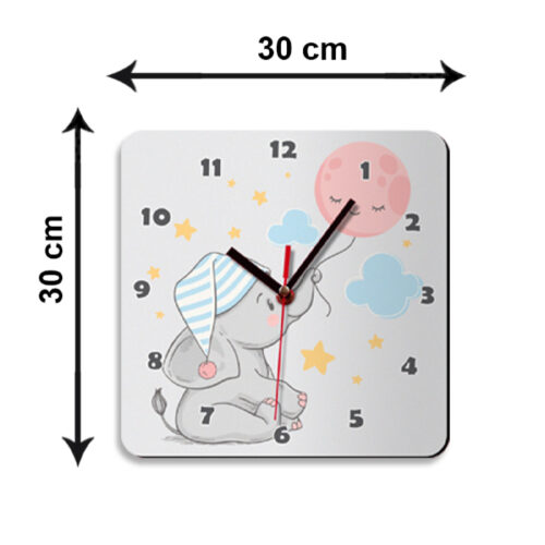 Wooden Wall Clock for Children’s Room Model Little Elephant
