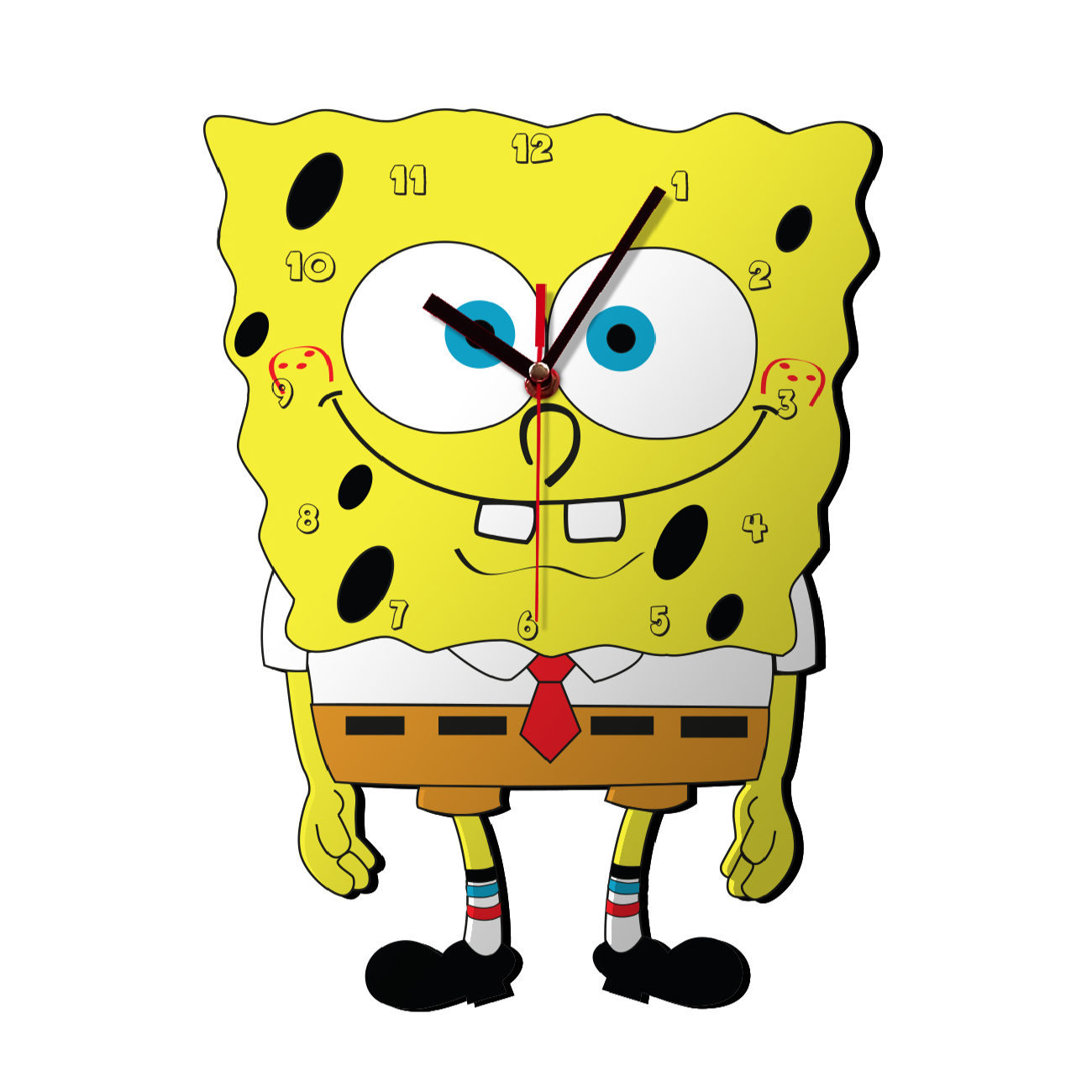 Wooden Wall Clock for Children's Room Model SpongeBob