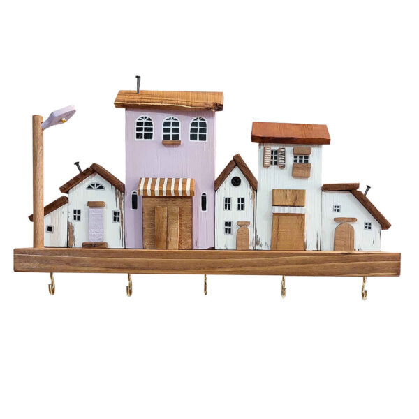 Decorative & Handcrafted Wall Key Holder with Five Hooks Model Village