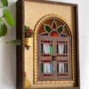 Handcrafted Persian Wooden Wall Key Holder with Traditional Style Cottage Window Design