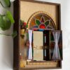 Handcrafted Persian Wooden Wall Key Holder with Traditional Style Cottage Window Design