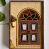 Handcrafted Persian Wooden Wall Key Holder with Traditional Style Cottage Window Design