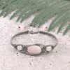 Bohemian Embroidered Macrame Bracelet for Women Model Rose Quartz