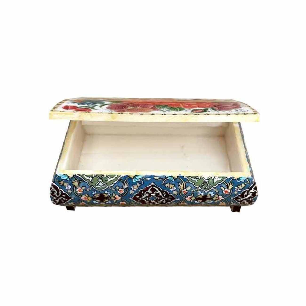 Handcrafted Bone Jewelry Box with Persian-Inspired Flower & Bird Design