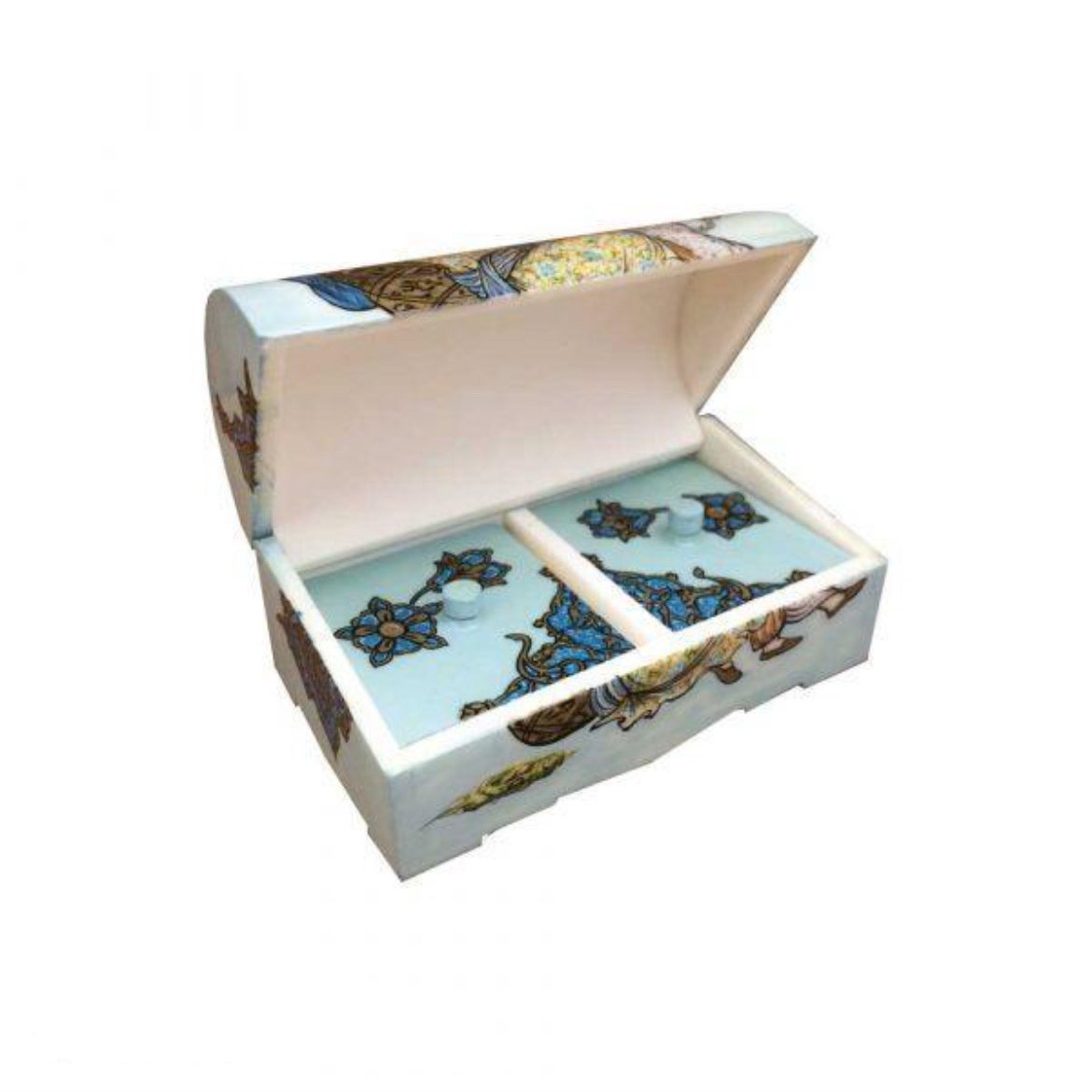 Handcrafted Bone Jewelry Box with Persian-Inspired Leyli & Majnoon Design