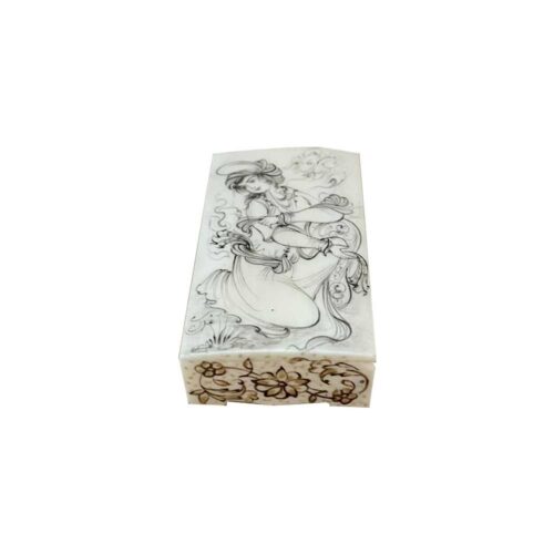 Handcrafted Bone Jewelry Box with Persian-Inspired Shahrzad Pattern