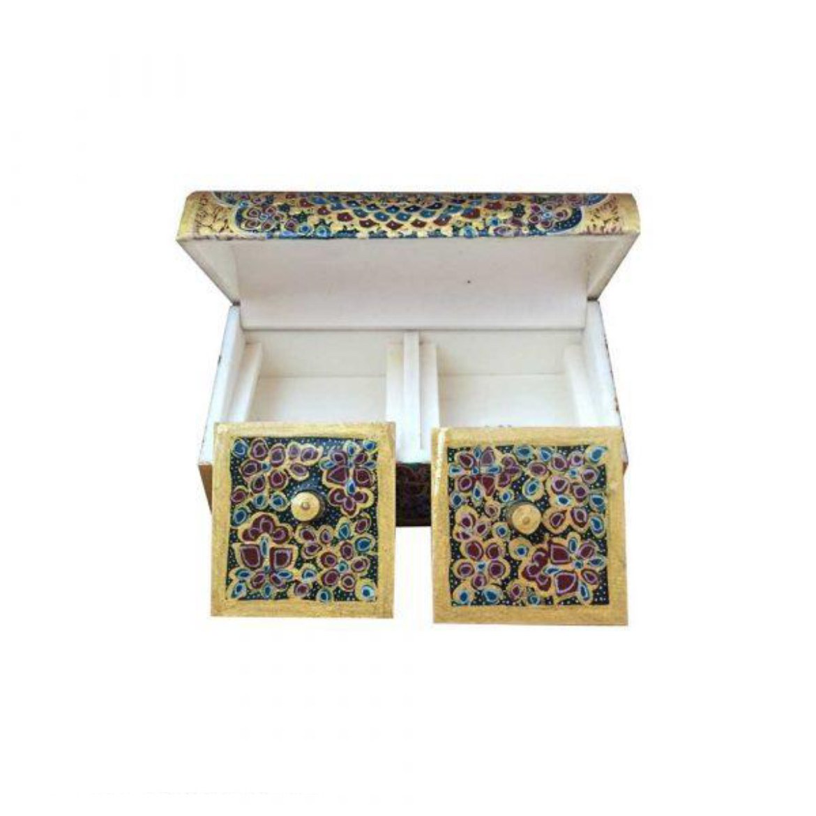 Handcrafted Bone Jewelry Box with Persian-Inspired Tazhib Pattern