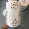 Ceramic Canister Jar with Flower Design Set of 3