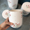 Ceramic Canister Jar with Flower Design Set of 3