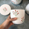 Ceramic Canister Jar with Flower Design Set of 3