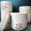 Ceramic Canister Jar with Flower Design Set of 3