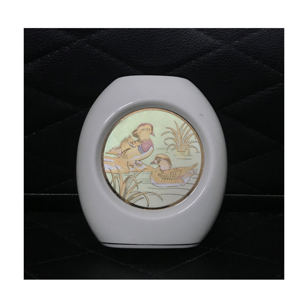 Ceramic Makeup Brush Holder in Birds & the Marsh Design