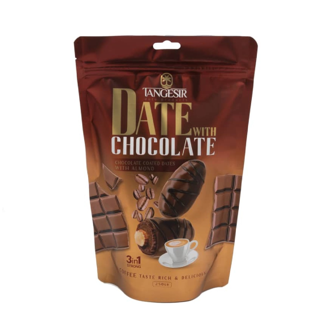 Chocolate Coated Dates with Almond & Coffee Taste 250 gr (x6)