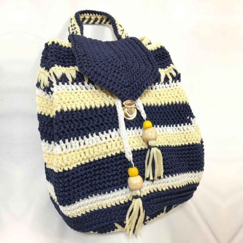 Crochet Casual Backpack with Geometric Design Handmade