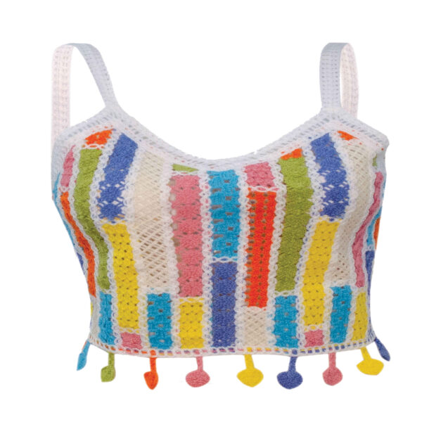 Crochet Crop Top for Women Handwoven Model Rainbow