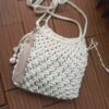 Crochet Macrame Tote Shoulder Bag with Inner Lining for Women Handwoven