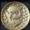 Decorative Brass Tray Persian Hand-Engraved Ghalamzani Artwork Fish & Leafy Plants