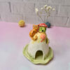 Decorative Ceramic Candle Holder with Cat House Design Handcrafted