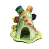 Decorative Ceramic Candle Holder with Colorful Houses Design Handcrafted