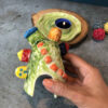 Decorative Ceramic Candle Holder with Colorful Houses Design Handcrafted