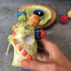 Decorative Ceramic Candle Holder with Colorful Houses Design Handcrafted