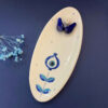 Decorative Ceramic Incense Holder with Evil Eye Design Handcrafted