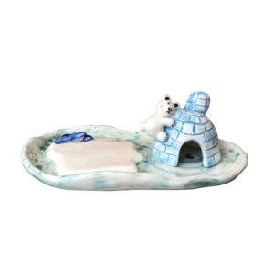 Decorative Ceramic Candle Holder with Polar Bear Design Handcrafted