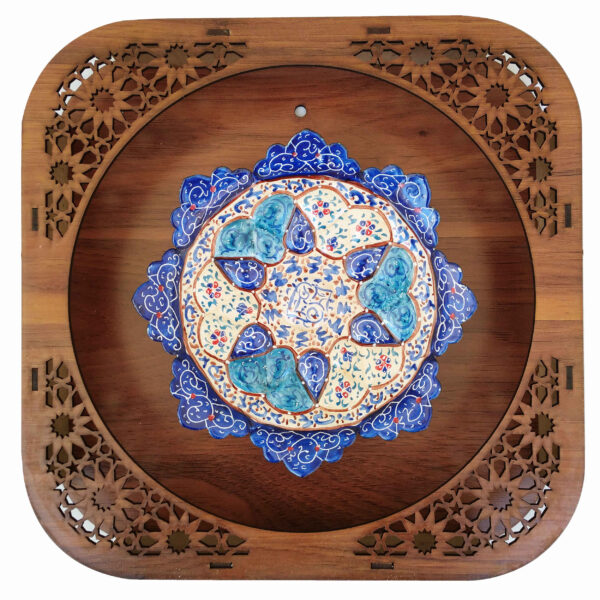 Decorative Copper Plate with Persian Minakari Painted Enamelwork for Wall Decor