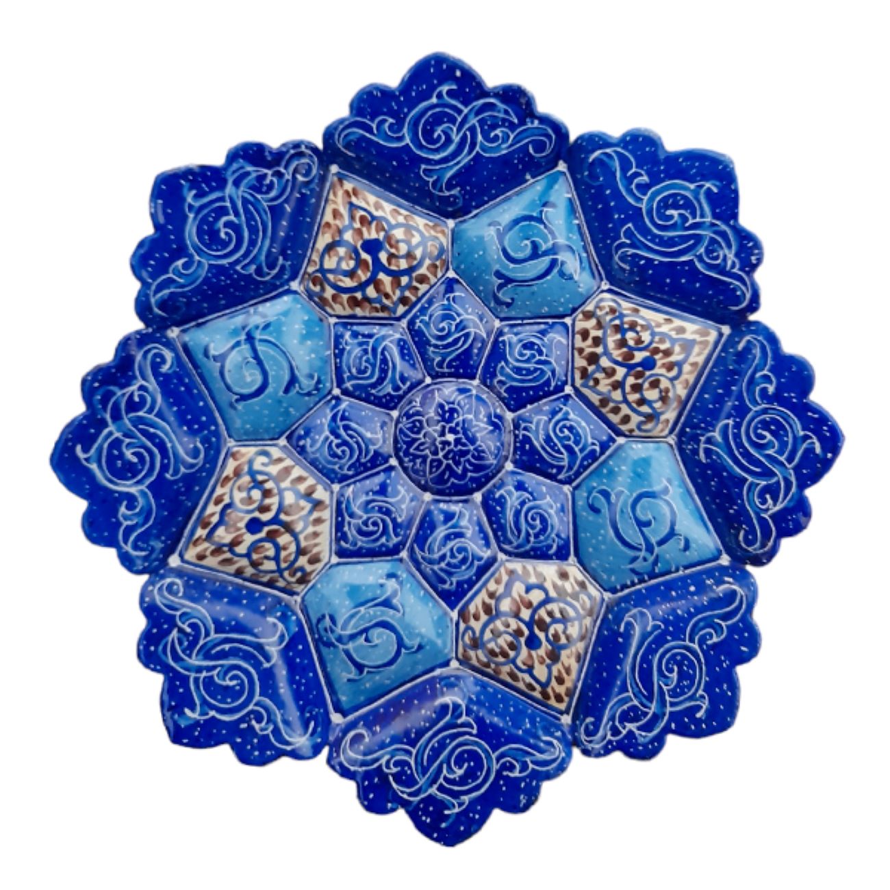 Decorative Copper Plate with Persian Minakari Enamelwork