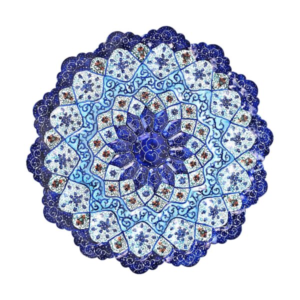 Decorative Copper Plate with Persian Minakari Painted Enamelwork for Wall Decor