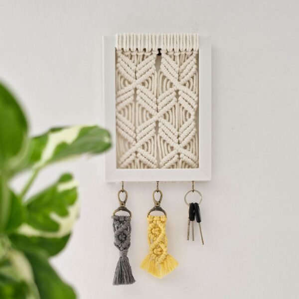 Decorative Macrame Wall Key Holder Handwoven