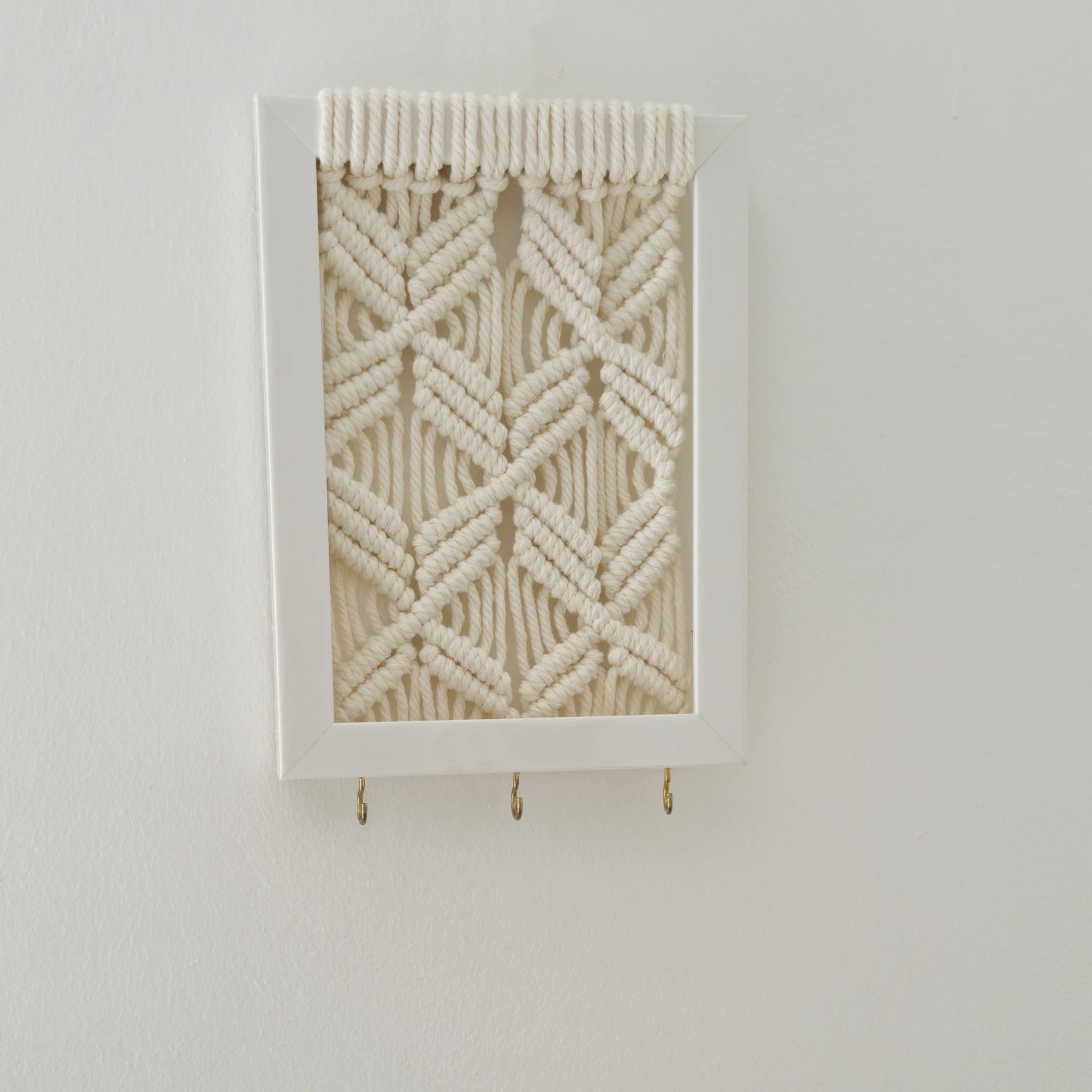 Decorative Macrame Wall Key Holder Handwoven