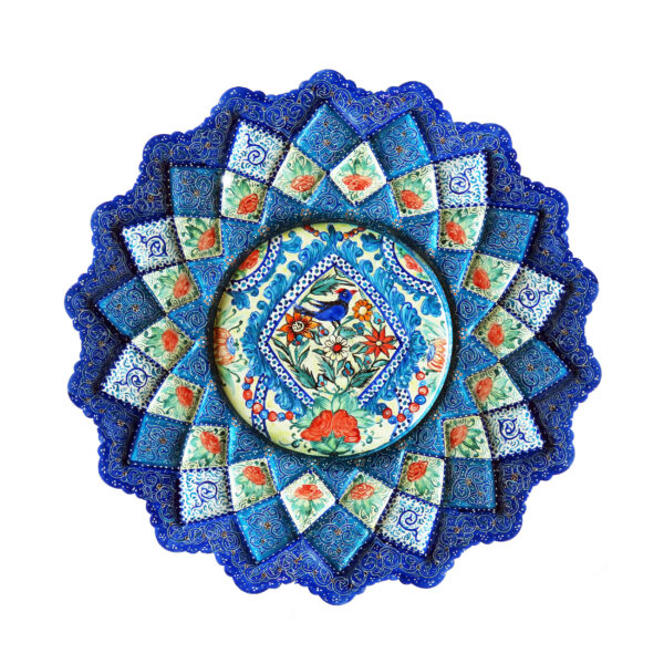 Decorative Minakari On Copper Wall Plate Hand-Painted Enamelwork Floral