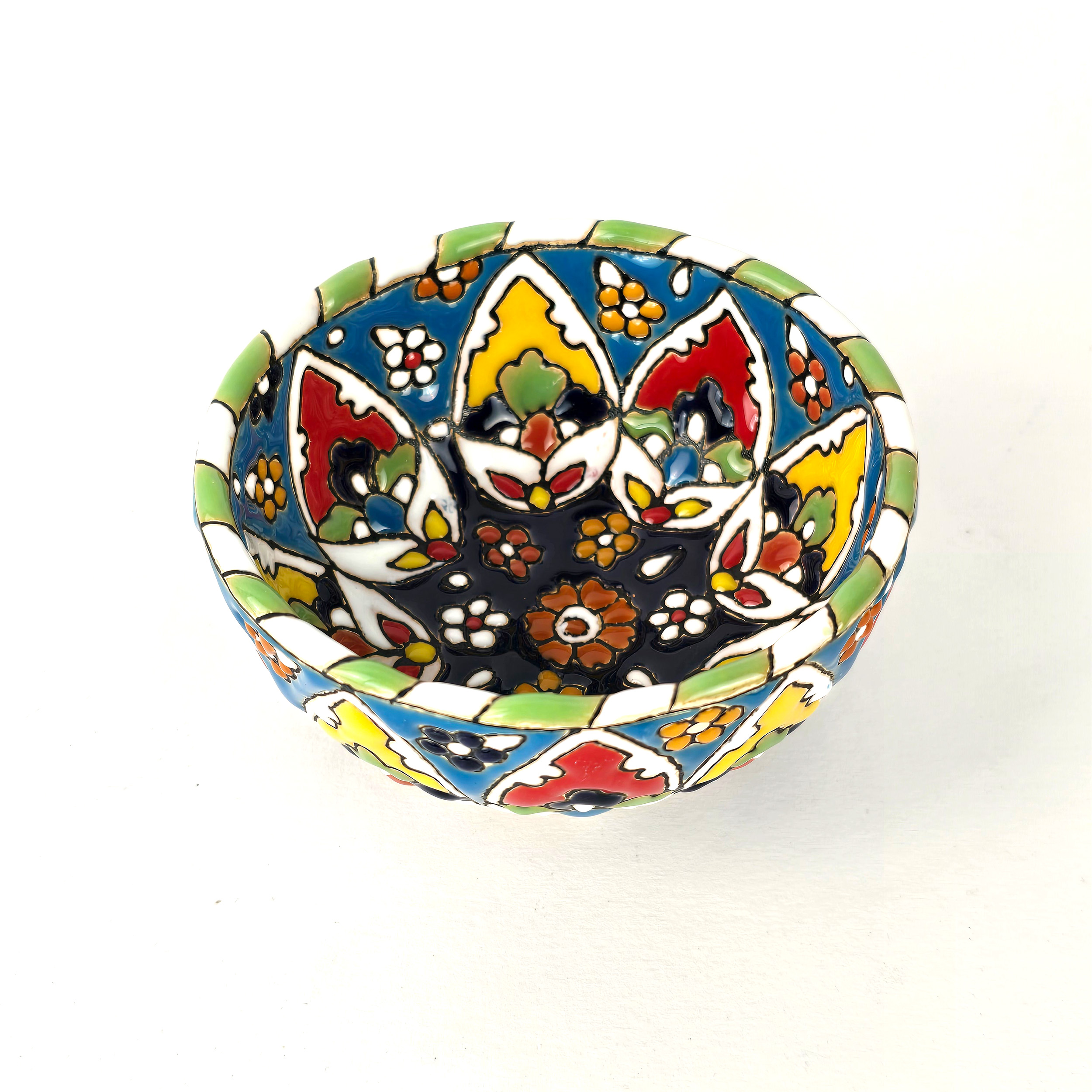 Decorative Minakari Pottery Bowl Persian Enamel Handcrafted Dana