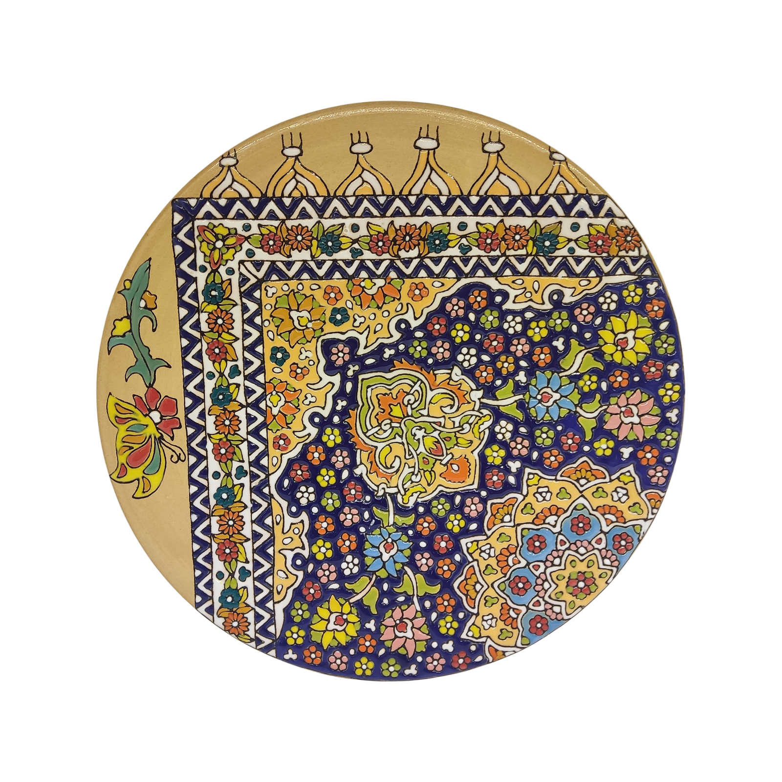 Decorative Minakari on Pottery Plate with Enameling Art