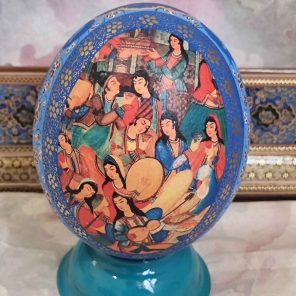 Persian Decorative Hand Painted Ostrich Egg Shell - Layla & Majnun