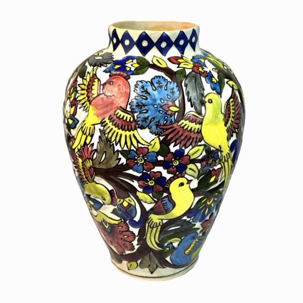 Decorative Persian Ceramic Vase Hand-Painted in Gol o Morgh Design