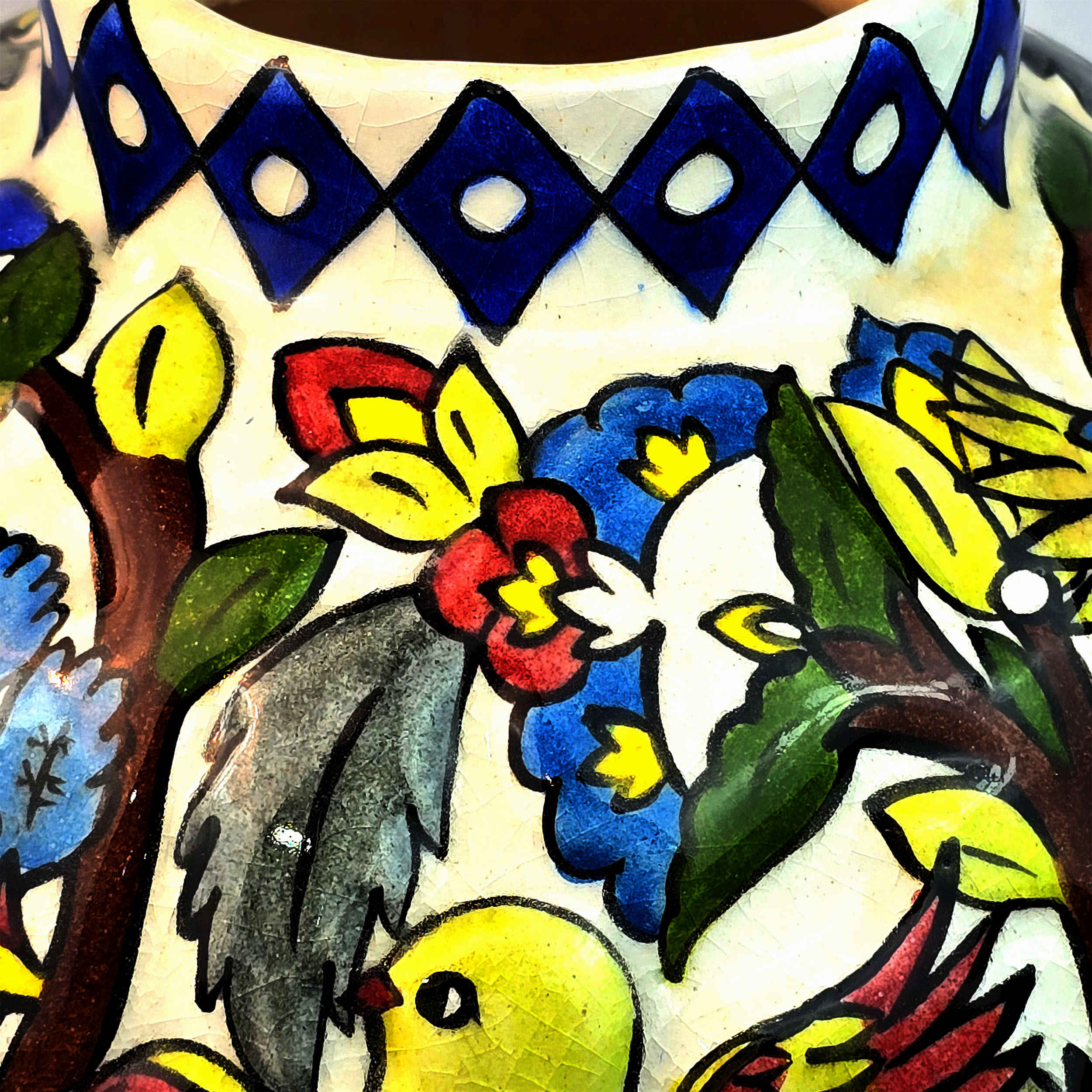 Decorative Persian Ceramic Vase Hand-Painted in Gol o Morgh Design