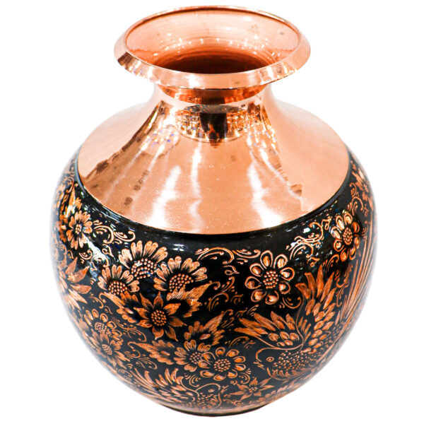 Handcrafted Persian Engraved Copper Vase Decorative with Birds & Flowers Design
