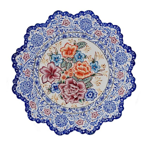Decorative Persian Minakari Plate Enameled on Copper Flowers