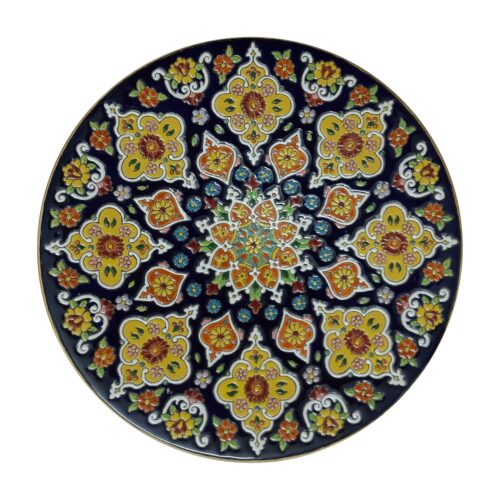 Decorative Pottery Plate In Persian Minakari Art Enamel Wall Plate