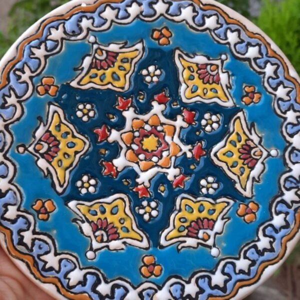Decorative Pottery Plate In Persian Minakari Art Enamelwork Wall Plate