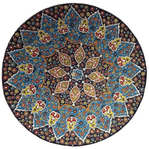 Decorative Pottery Plate In Persian Minakari Handmade Enamelwork