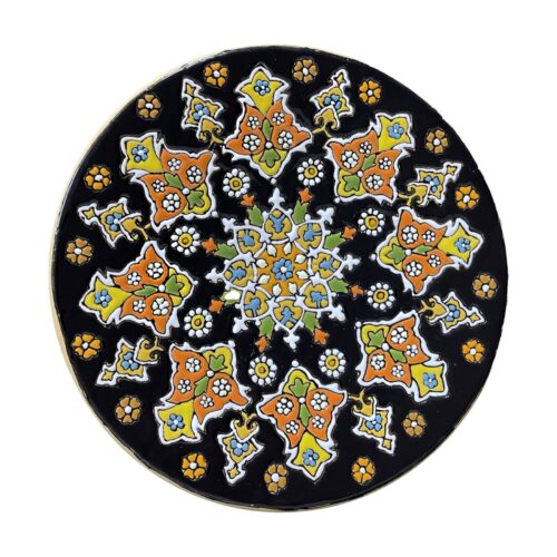 Decorative Pottery Plate In Persian Minakari Handmade Enamelwork