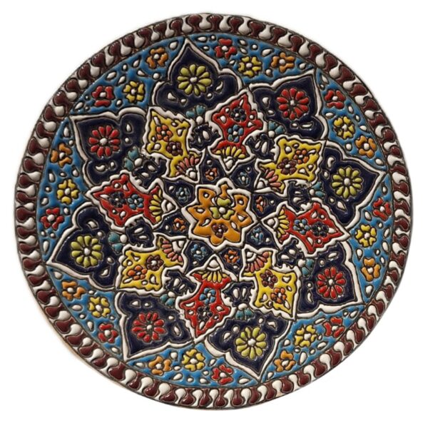 Decorative Pottery Plate In Persian Minakari Handmade Wall Art Enamelwork