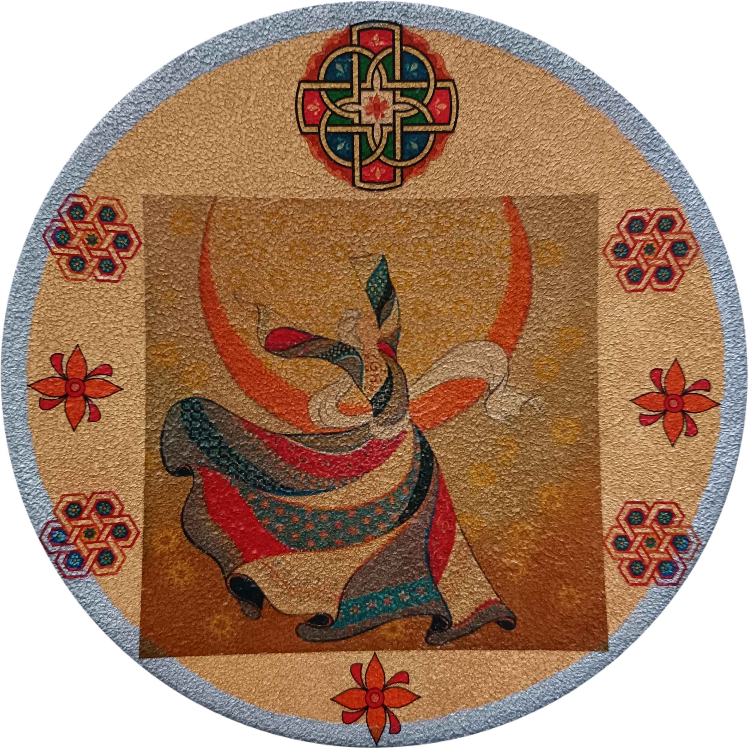 Decorative Pottery Plate for Table & Wall Decor in Whirling Dervish Design