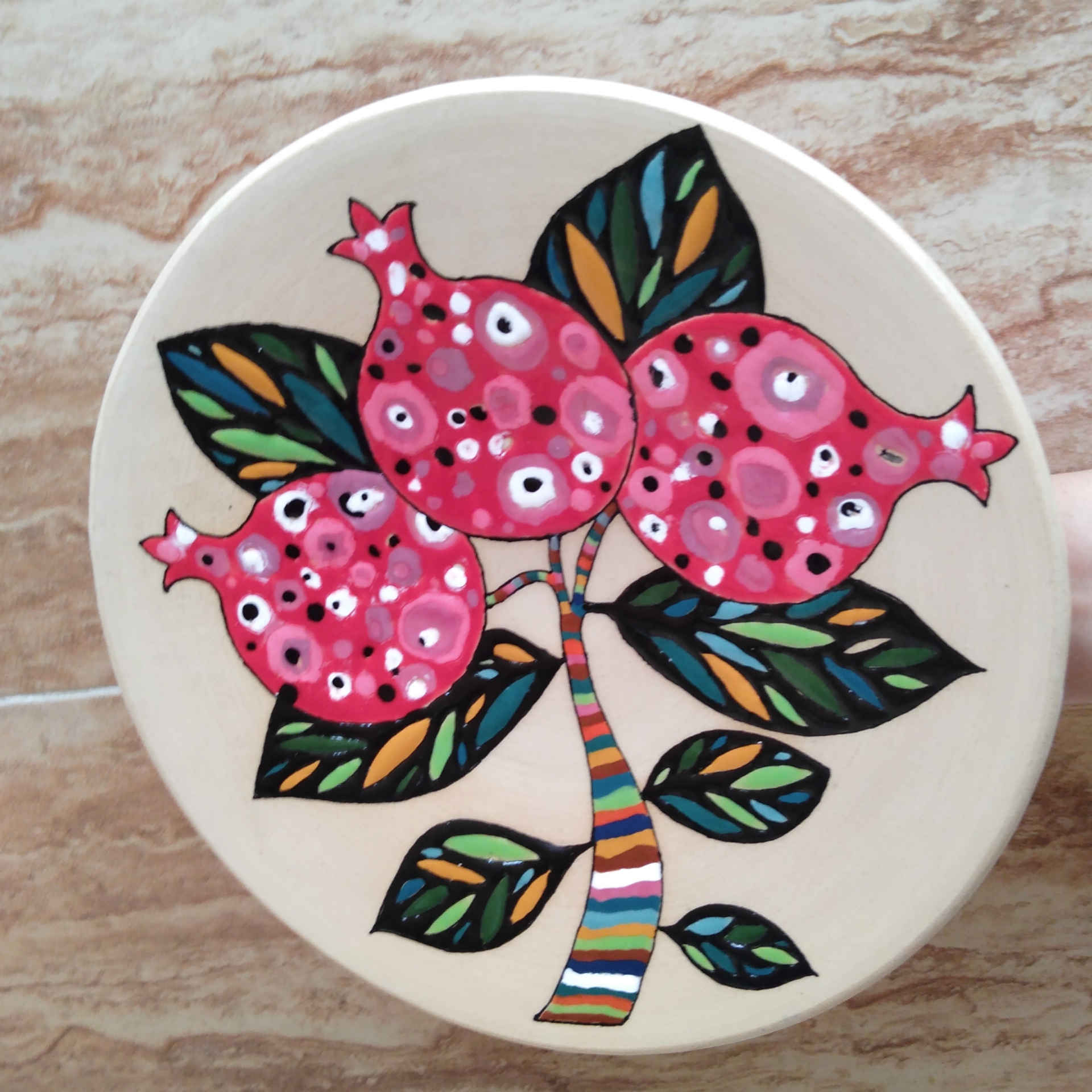 Decorative Pottery Wall Plate in Minakari Persian Handicraft Pottery Art