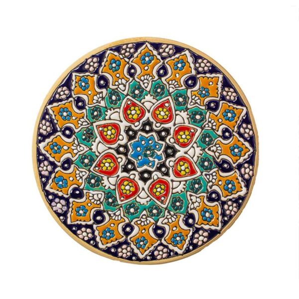 Decorative Pottery Plate with Persian Minakari Art Enamel Wall Decor Plate