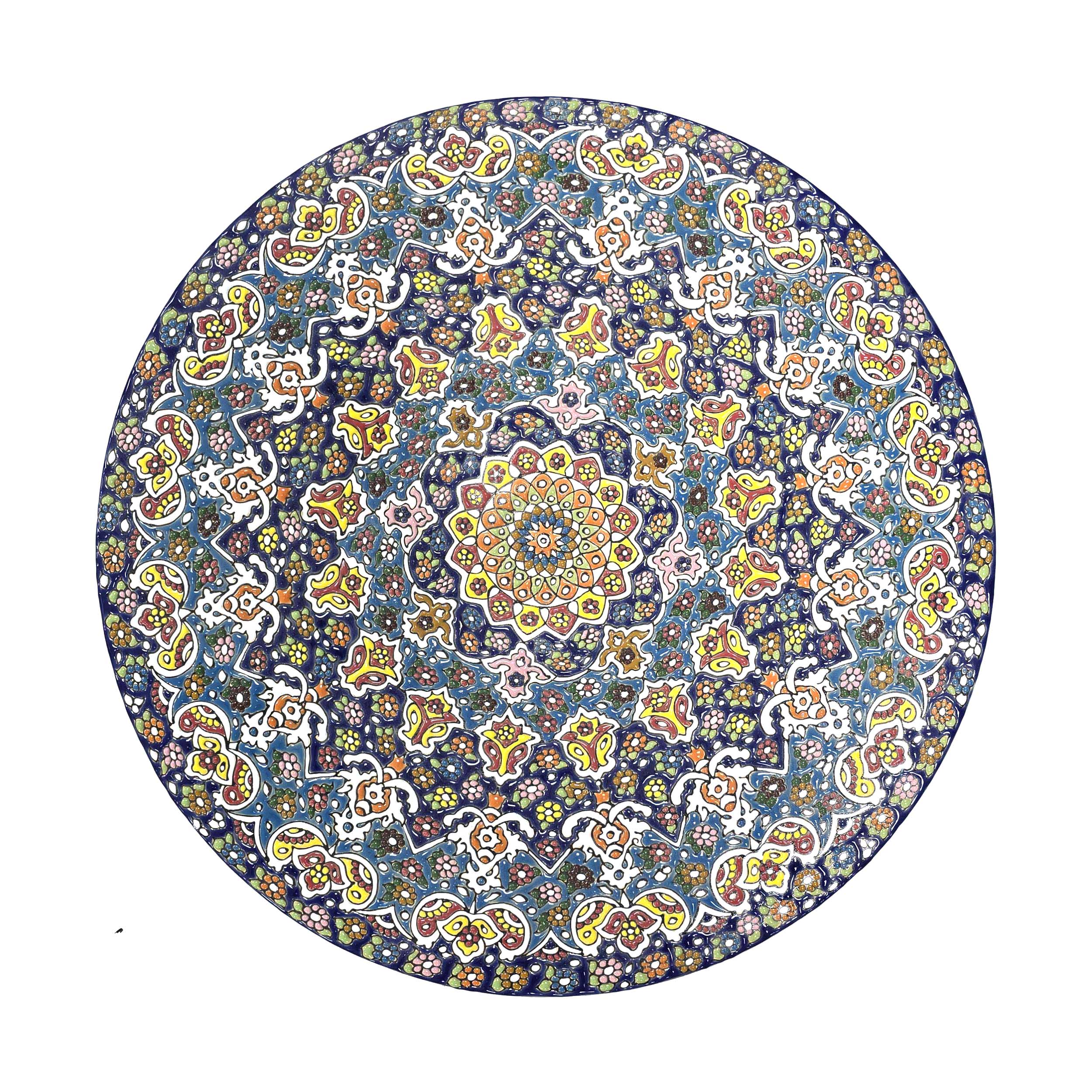 Decorative Pottery Plate with Persian Minakari Enamelwork for Wall & Table Decor